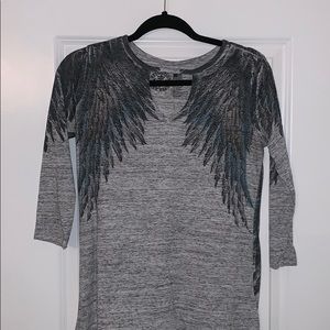 Affliction Angel Wing Bedazzled Shirt